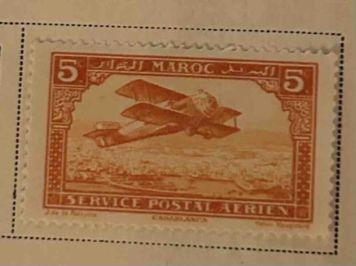 Morocco Airmail Biplane Stamp