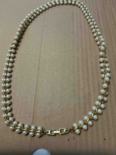 Napier Faux Pearl and Gold-Tone Weave Necklace