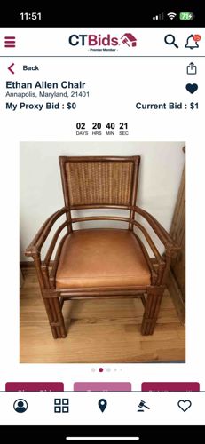 Ethan Allen Rattan and Leather Chair