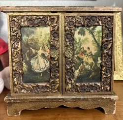 Vintage Faux Wood Rococo Style Decorative Cabinet