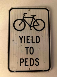 Yield to Peds Freeway Sign (Santa Monica)