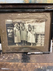 Framed Vintage Black and White 'Four Women with Leis' Photograph