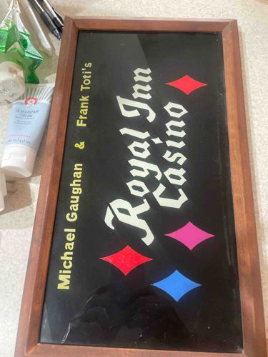 Royal Inn Casino Reverse-Painted Glass Sign