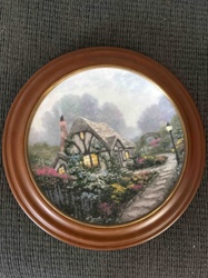 Framed Decorative Cottage Scene Plate
