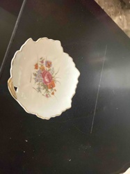 Porcelain Floral Trinket Dish with Scalloped Edge