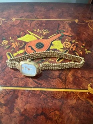 Gold-Tone Ladies' Beaded Bracelet Watch