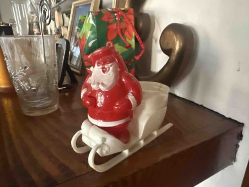 Vintage Santa Claus Sleigh Candy Container