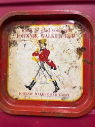 Vintage Johnnie Walker Red Label Advertising Tray