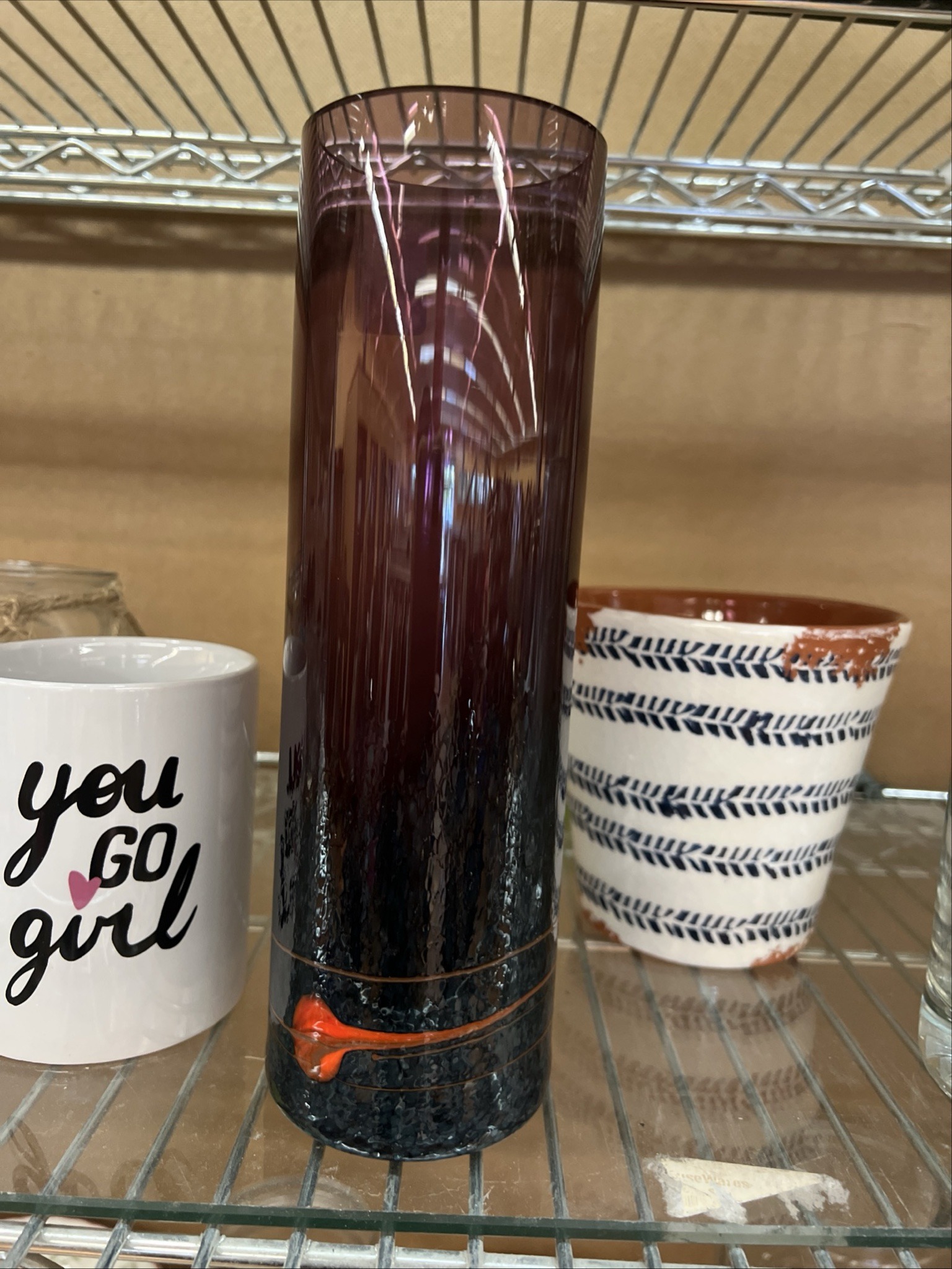Submitted photo of Purple glass cylindrical vase