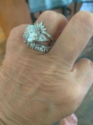 Moissanite Engagement Ring and Marquise Eternity Band Ensemble