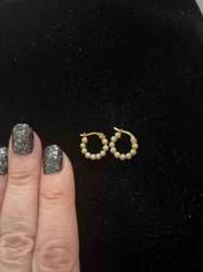 18ct Gold Two-Tone Beaded Hoop Earrings