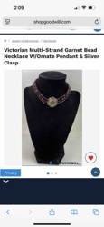 Victorian Multi-Strand Garnet Bead Necklace with Ornate Pendant & Silver Clasp