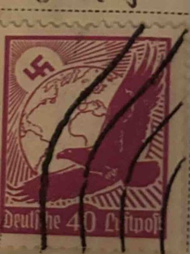 Nazi Germany Airmail "Eagle and Swastika over Globe" Postage Stamp (40 Reichspfennig)