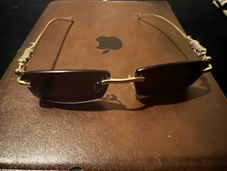 Rimless Sunglasses with Gold Panther / Jaguar Temple Embellishments
