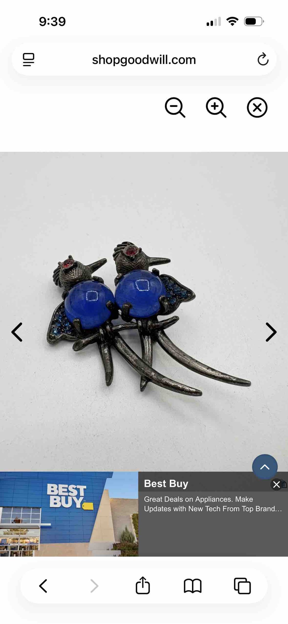 Submitted photo of Costume jewelry bird brooch