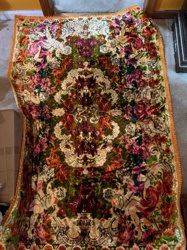 Vintage Floral and Figural Tapestry Blanket