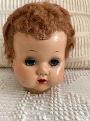 Vintage Composition/Hard Plastic Doll Head with Mohair Wig