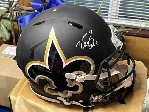 Signed Drew Brees New Orleans Saints Matte Black Full-Size Helmet