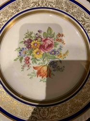 Gilded Floral Motif Dinner Plate