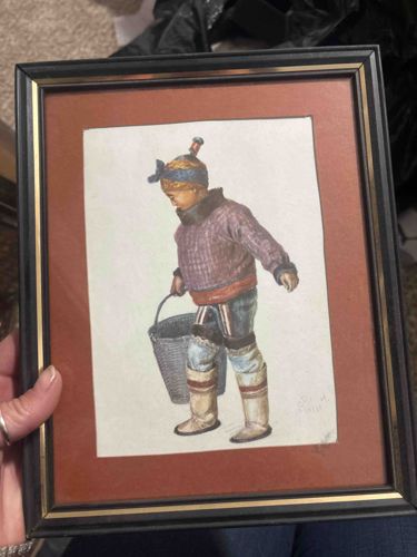 Framed Print/Painting: Child with Bucket