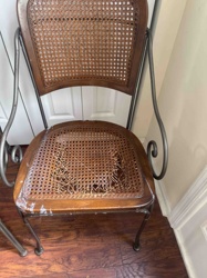 Cane Back and Seat Dining Chair with Metal Frame