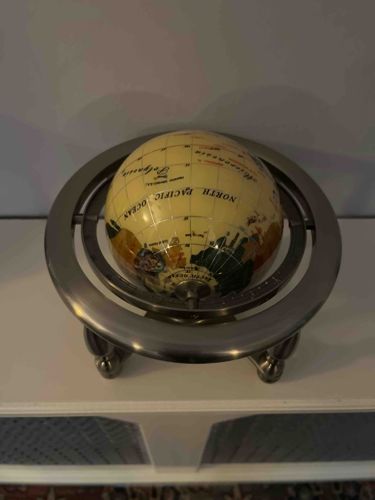 Gemstone Globe with Silver-Toned Armillary Stand