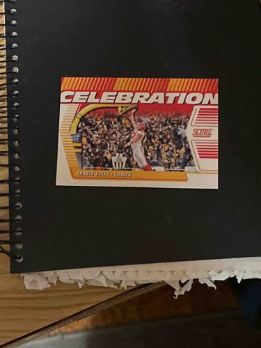 2023 Panini Score Travis Kelce 'Celebration' Football Trading Card