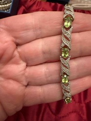 Peridot and Diamond/Simulant Tennis Bracelet