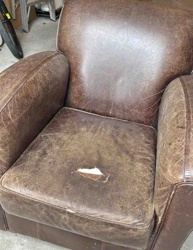 Distressed Brown Leather Armchair