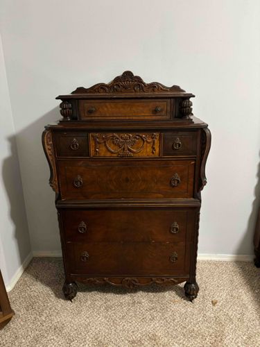 Victorian Style Bow-Front Highboy Dresser