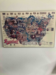 Framed 'Baseball: A Rich Heritage' Illustrated Map of the USA
