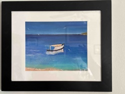 Original Acrylic Painting by Mary Chesney: "Seascape with White Dinghy"