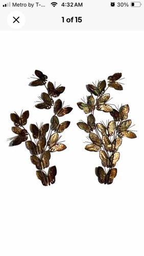 Mid-Century Modern Brass Butterfly Wall Sculptures (Pair)