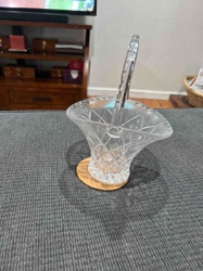 Cut Crystal Glass Basket with Handle