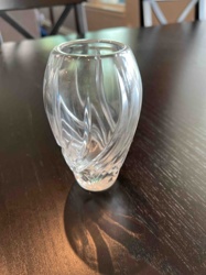 Clear Crystal or Glass Swirl Pattern Vase