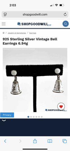 925 Sterling Silver Vintage Bell Earrings