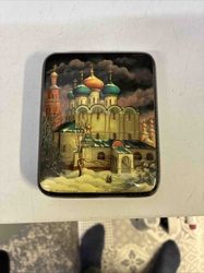 Russian Lacquer Box with Church Scene
