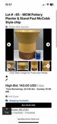 MCM Pottery Planter & Stand (Paul McCobb Style)