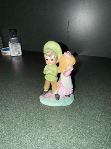 Boy and Girl Ceramic Figurine (Possible Goebel 'Kiss Me' or similar style)
