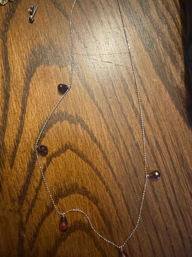 14K White Gold Necklace with Faceted Garnet Drop Beads