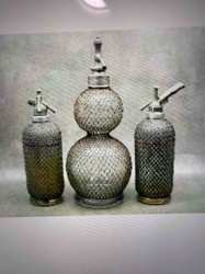 Vintage Seltzer Bottles / Soda Syphons with Metal Mesh