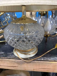 Cut Glass Table Lamp with Fabric Shade