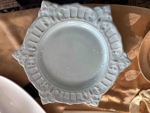 Scalloped Embossed Ceramic Charger Plate