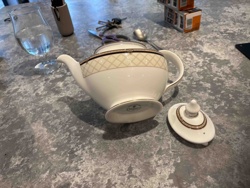 Porcelain Teapot with Geometric Pattern