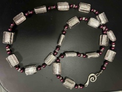 Murano Glass and Plum Pearl Beaded Necklace