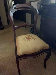 Victorian Style Side Chair with Needlepoint Upholstery