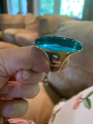 Teal Cabochon Gold-Tone Cocktail Ring