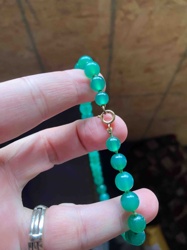 Vintage 1/20 12k Gold Filled Green Glass Beaded Necklace