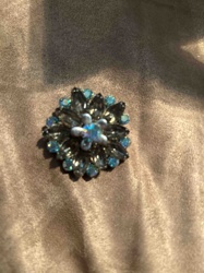 Vintage Floral Rhinestone Brooch