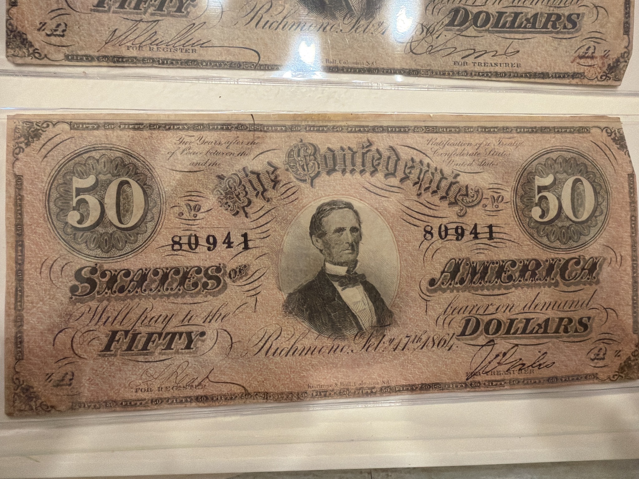 Submitted photo of Confederate Fifty Dollar Banknote (not authenticated)